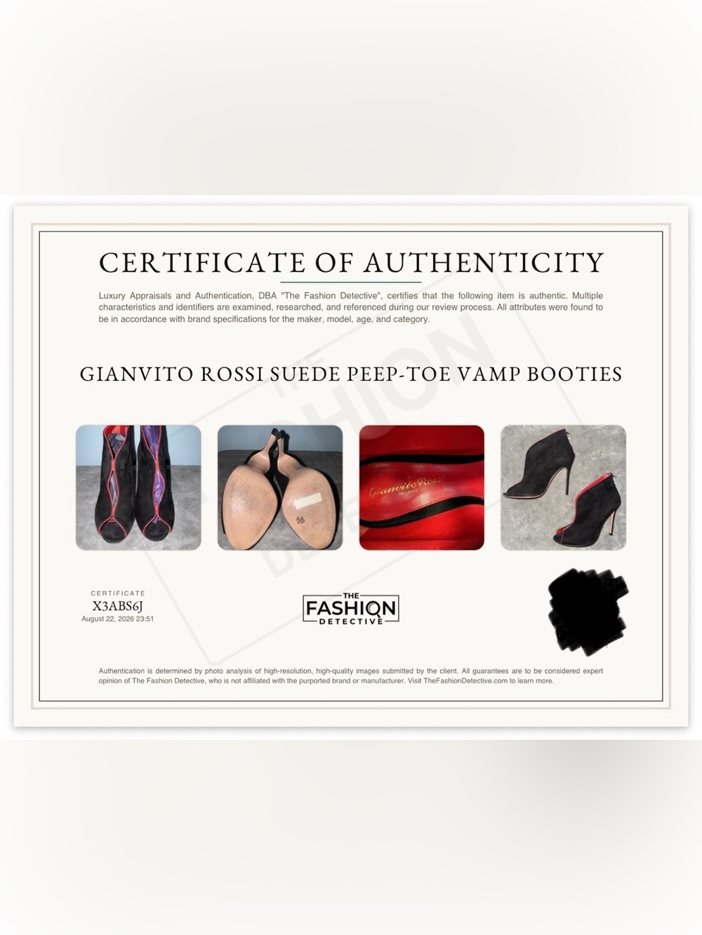Gianvito Rossi Suede Vamp Peep-Toe Booties | Black & Red | EUC | Size EU 37 US 7 - Picture 16 of 16